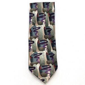 J Garcia Tie Happy Birthday Collection 28 Green Purple Blue Abstract Design